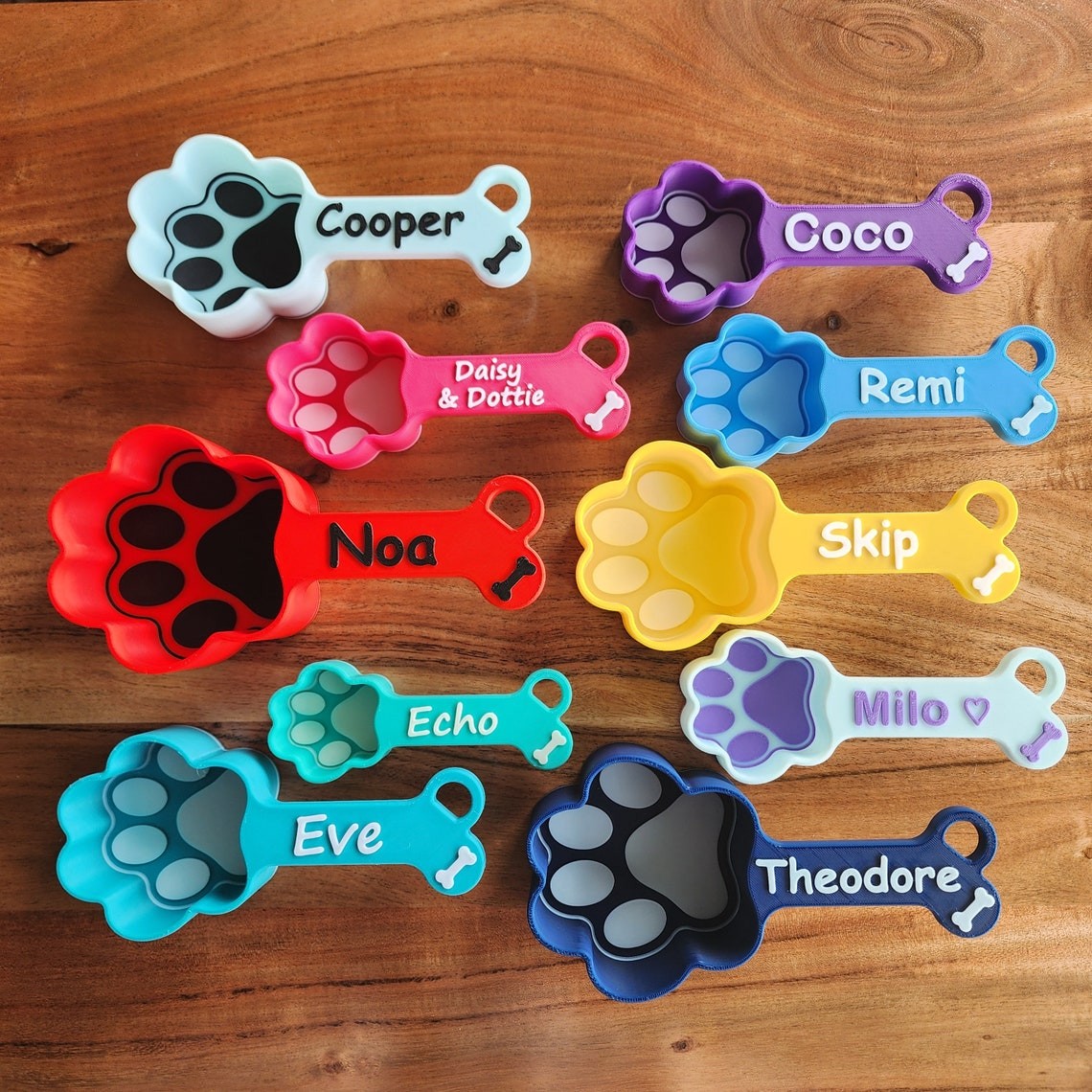 Pelle à nourriture personnalisée avec empreinte de patte de chien et nom, cadeau pour les amoureux des animaux
