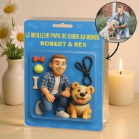 Figurine de papa chien personnalisée en bloc acrylique, plaque photo personnalisée, cadeaux de fête des pères pour les amoureux des animaux
