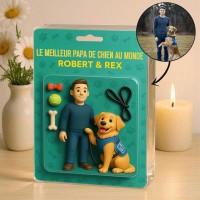 Figurine de papa chien personnalisée en bloc acrylique, plaque photo personnalisée, cadeaux de fête des pères pour les amoureux des animaux