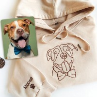 Sweat à capuche brodé personnalisé avec portrait d'animal de compagnie Cadeau pour les amoureux des animaux de compagnie