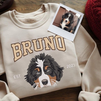Sweat-shirt personnalisé avec portrait d'animal de compagnie brodé pour les amoureux des animaux