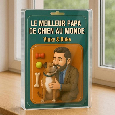 Figurine de papa chien personnalisée en bloc acrylique, plaque photo personnalisée, cadeaux de fête des pères pour les amoureux des animaux