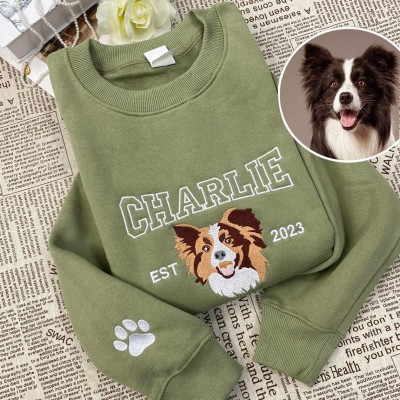 Sweat-shirt personnalisé avec portrait d'animal de compagnie brodé pour les amoureux des animaux