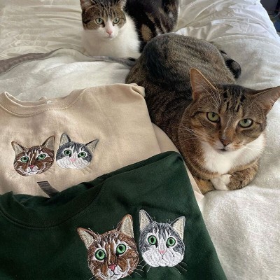 Sweat-shirt brodé personnalisé avec portrait d'animal de compagnie Cadeau pour les amoureux des animaux de compagnie