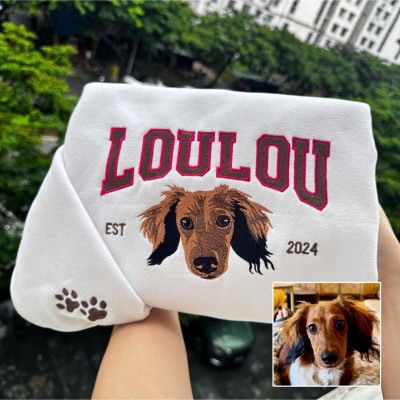 Sweat-shirt brodé personnalisé avec le visage et le nom de votre chien, cadeau souvenir pour les amoureux des animaux