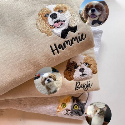 Sweat-shirt à capuche personnalisé brodé avec le visage et le nom de votre animal de compagnie, cadeau idéal pour les amoureux des animaux