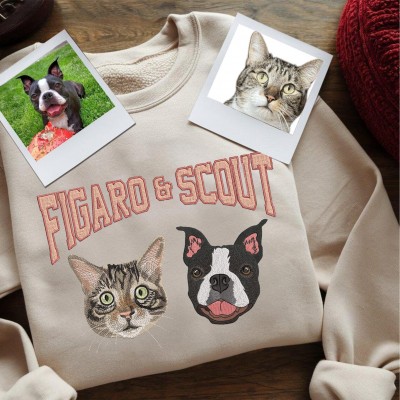 Sweat-shirt brodé personnalisé avec le nom de l'animal Cadeau pour les amoureux des chiens et des chats