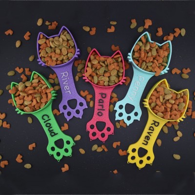 Pelle à nourriture personnalisée avec empreinte de patte de chat et nom, cadeau pour amoureux des chats