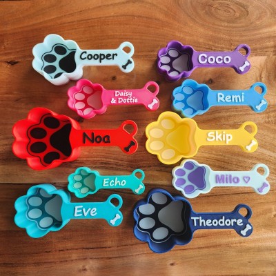 Pelle à nourriture personnalisée avec empreinte de patte de chien et nom, cadeau pour les amoureux des animaux