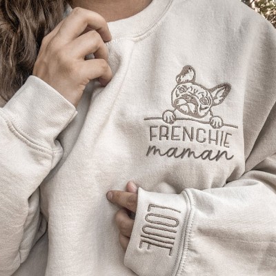 Sweatshirt à capuche avec nom de l'animal brodé Portrait de l'animal de compagnie Cadeau pour les amoureux des chiens et des animaux de compagnie