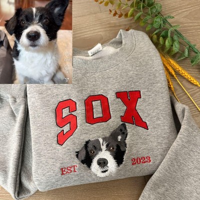 Sweat-shirt personnalisé avec visage et nom de l'animal de compagnie brodé pour les amoureux des animaux de compagnie