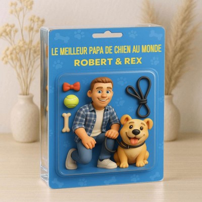 Figurine de papa chien personnalisée en bloc acrylique, plaque photo personnalisée, cadeaux de fête des pères pour les amoureux des animaux