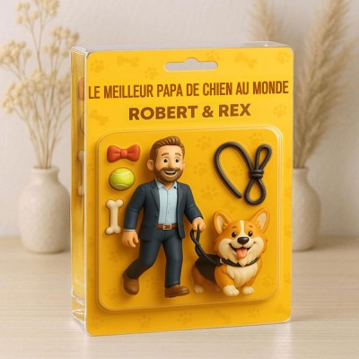 Figurine de papa chien personnalisée en bloc acrylique, plaque photo personnalisée, cadeaux de fête des pères pour les amoureux des animaux