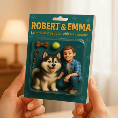Figurine de papa chien personnalisée en bloc acrylique, plaque photo personnalisée, cadeaux de fête des pères pour les amoureux des animaux