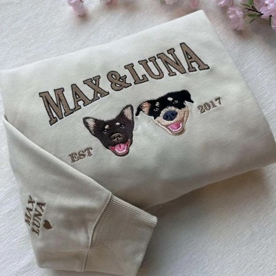 Sweatshirt à capuche brodé personnalisé avec le visage et le nom de votre animal de compagnie, cadeau idéal pour les amoureux des chiens et des chats