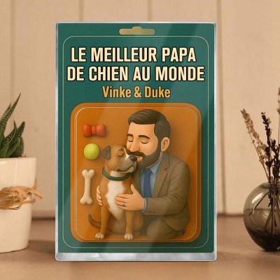 Figurine de papa chien personnalisée en bloc acrylique, plaque photo personnalisée, cadeaux de fête des pères pour les amoureux des animaux