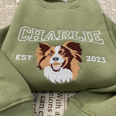 Sweat-shirt personnalisé avec portrait d'animal de compagnie brodé pour les amoureux des animaux