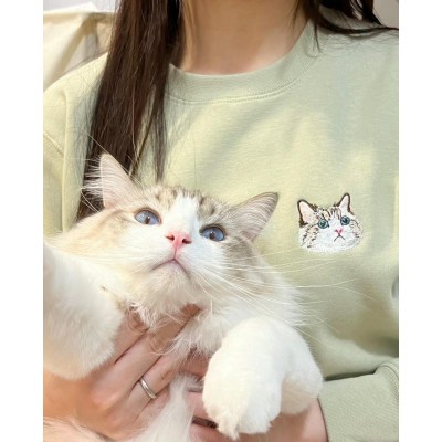 Sweat-shirt brodé personnalisé avec portrait d'animal de compagnie Cadeau pour les amoureux des animaux de compagnie