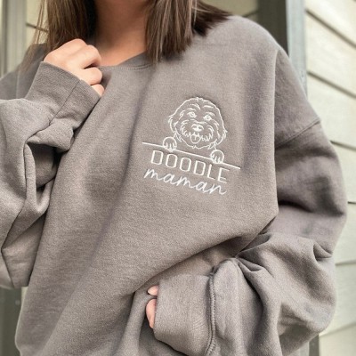 Sweatshirt à capuche avec nom de l'animal brodé Portrait de l'animal de compagnie Cadeau pour les amoureux des chiens et des animaux de compagnie