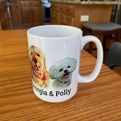Personalised Pet Portrait Mug with Pet Face and Name Birthday Christmas Gift for Pet Lovers