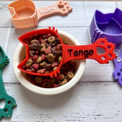 Pelle à nourriture personnalisée avec empreinte de patte de chat et nom, cadeau pour amoureux des chats