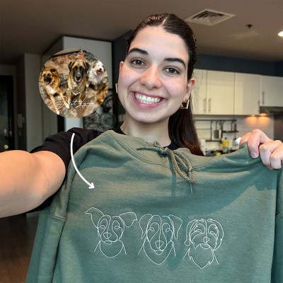 Sweat à capuche brodé personnalisé avec portrait d'animal de compagnie Cadeau pour les amoureux des animaux de compagnie